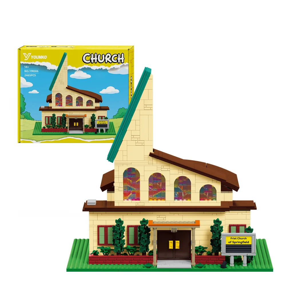 Barweer Springfield Church Architecture Building Blocks With LED Lights