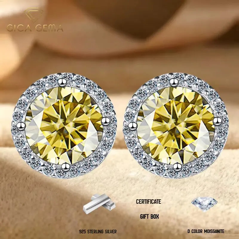 Sterling Silver Moissanite Stud Earrings For Women Fine Jewelry