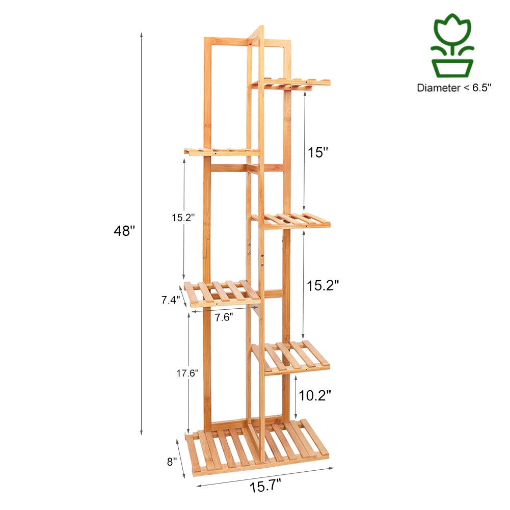 Wisfor Bamboo Corner Plant Stand Rack With Multiple Flower Shelves