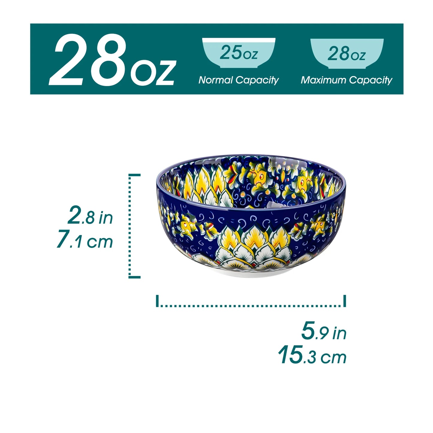 Malacasa Ceramic Breakfast Bowl Set For Pasta And Salad