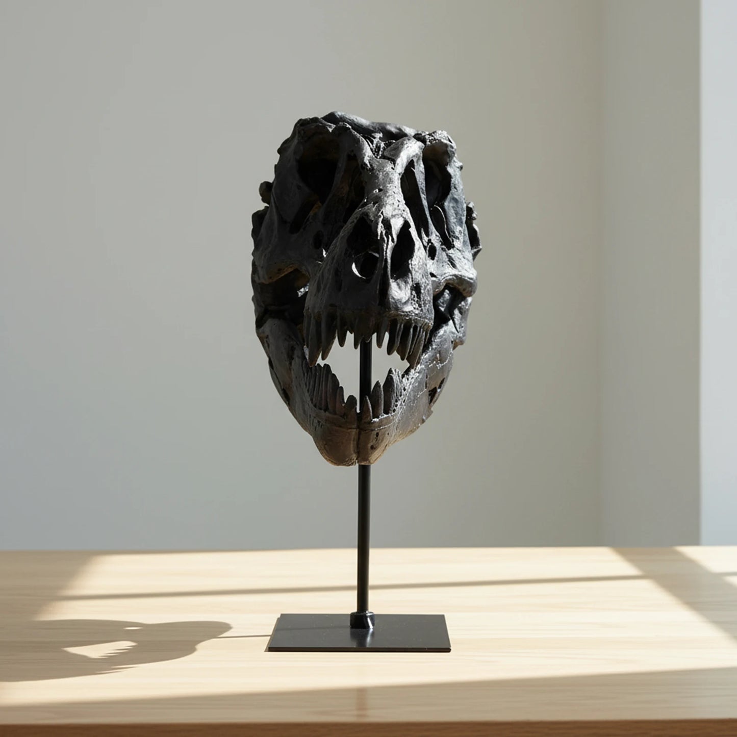 Tyrannosaurus Rex Fossil Resin Skull Figurine With Bracket Desk Decor