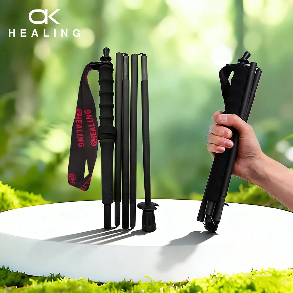 Okhealing Ultralight Carbon Fiber Foldable Trekking Poles Hiking Travel Gear