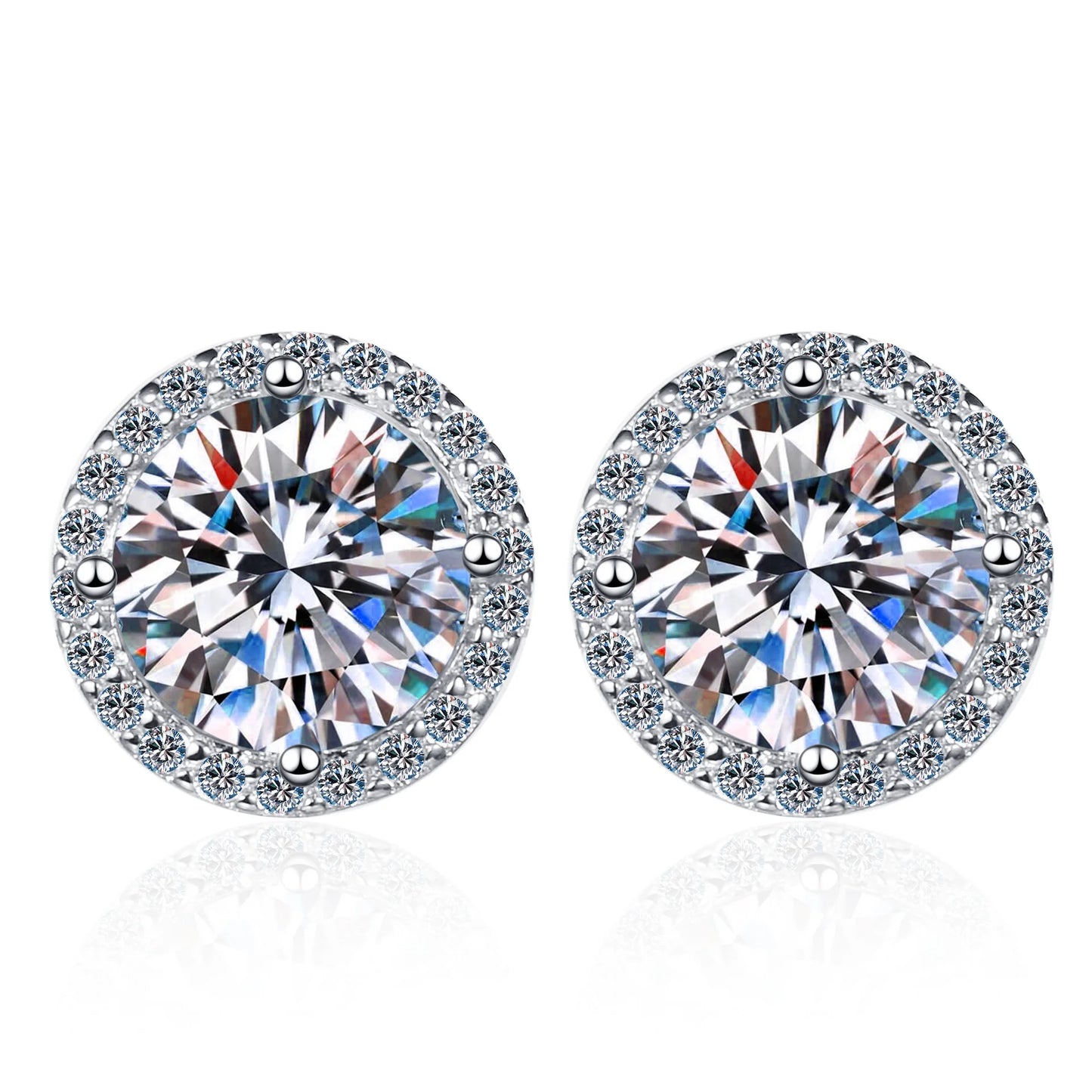 Sterling Silver Moissanite Stud Earrings For Women Fine Jewelry