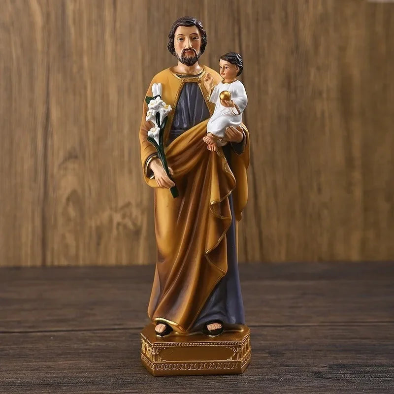 Saint Joseph And Child Jesus Catholic Resin Statue Decoration