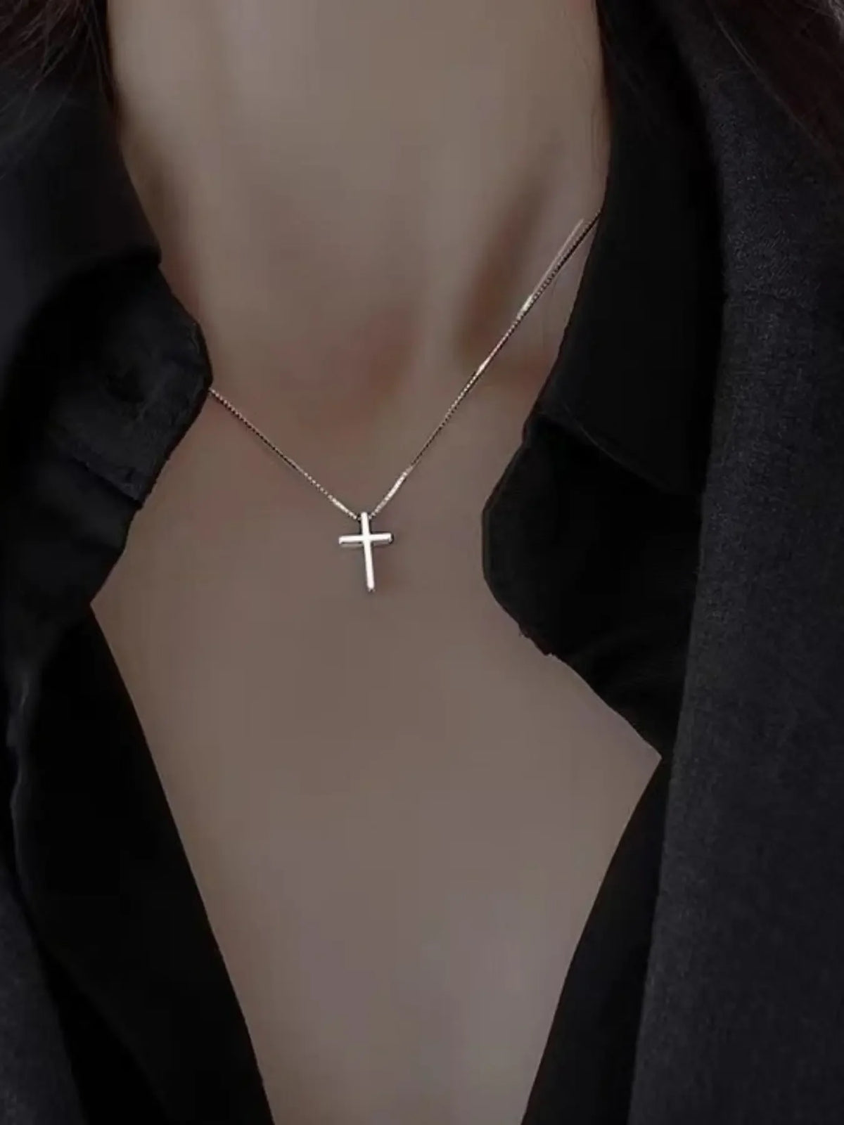 Women's Layered Cross Pendant Necklace With Elegant Side Design