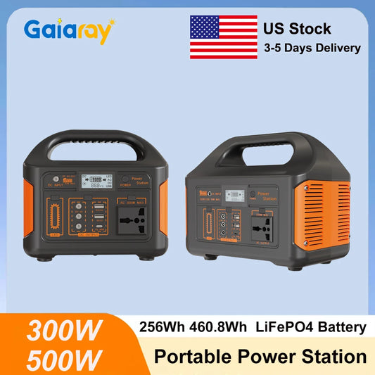 GaiaRay 500W Portable Power Station 460.8Wh LiFePO4 Solar Generator