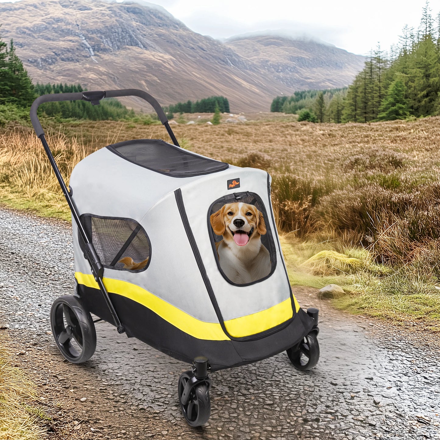 Bingopaw Portable All Terrain Dog Stroller With Dual Entry