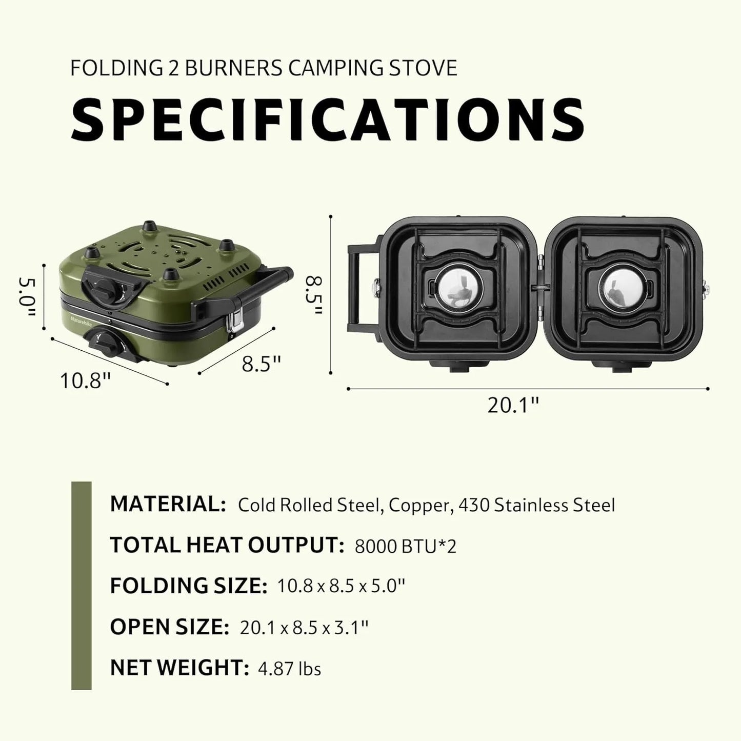 Naturehike Two Burner Folding Propane Camping Stove With Carry Bag