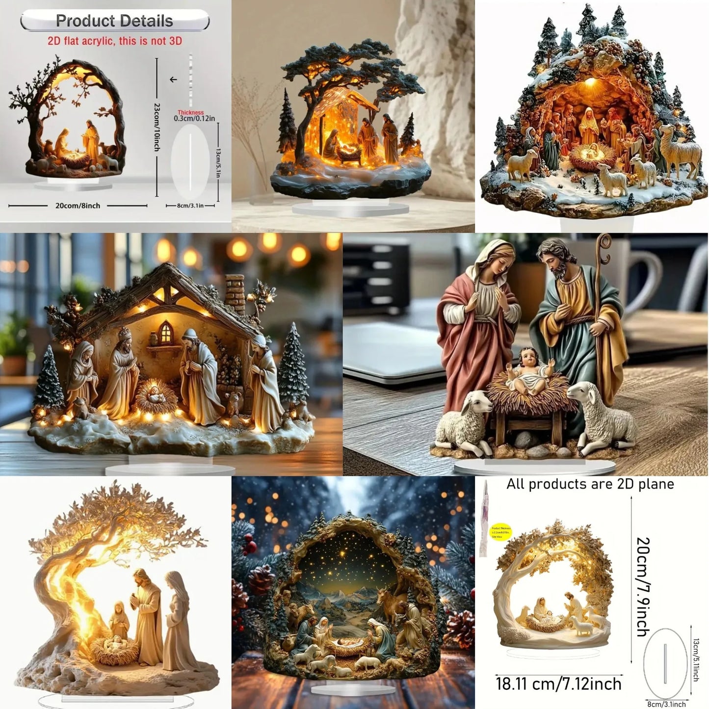 Christian Jesus Nativity Acrylic Figurine Home Table Decor