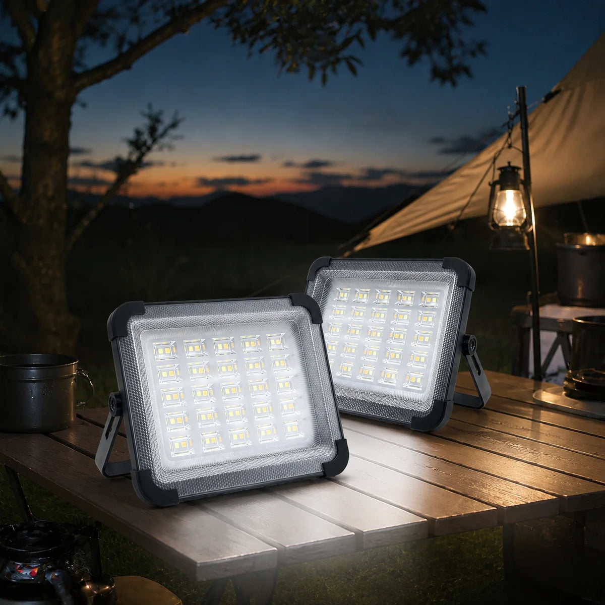 Morglad Solar Rechargeable LED Camping Lantern with Five Light Modes