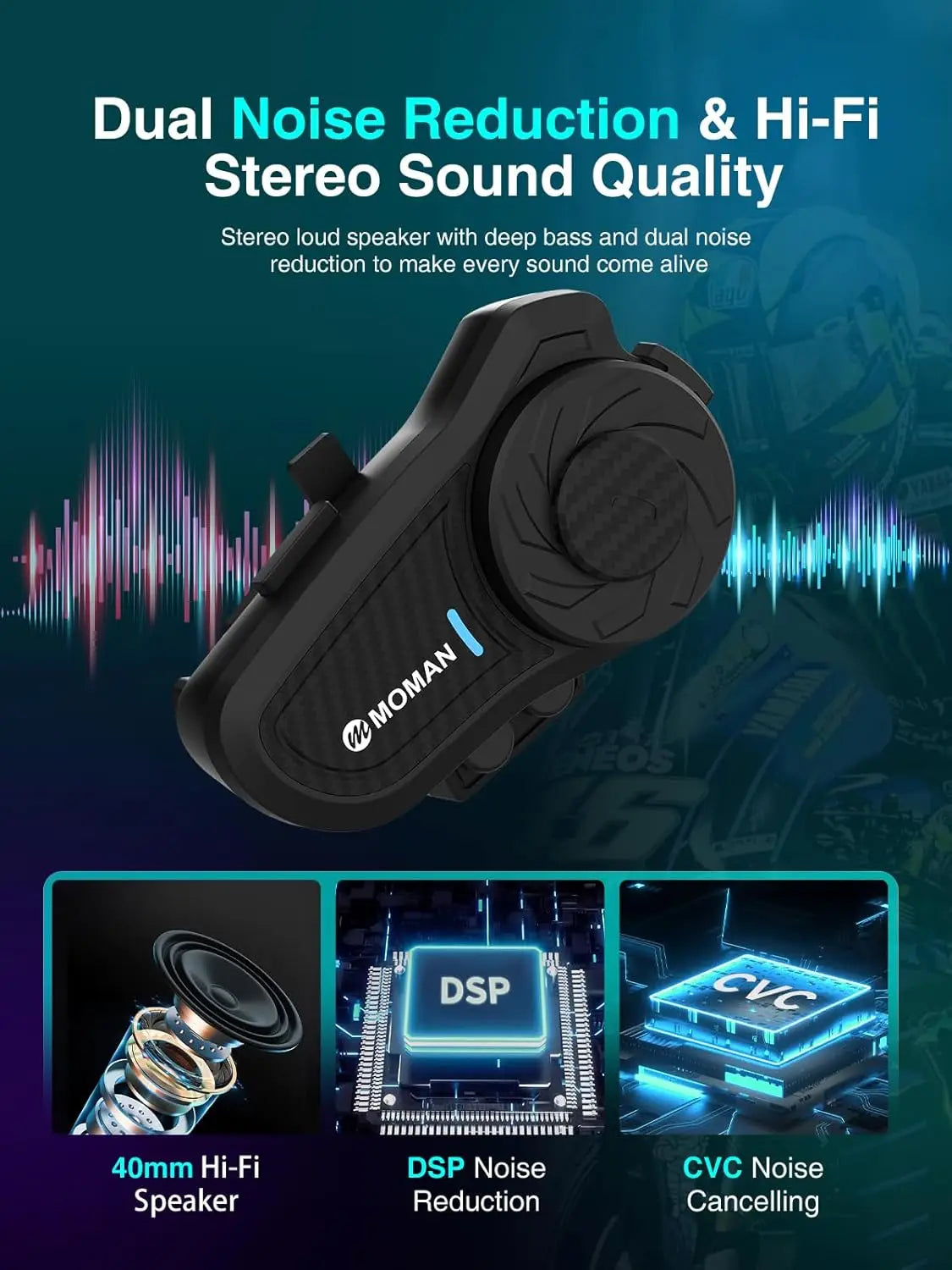 Synco H2PRO Motorcycle Helmet Wireless Intercom Headset For Riders
