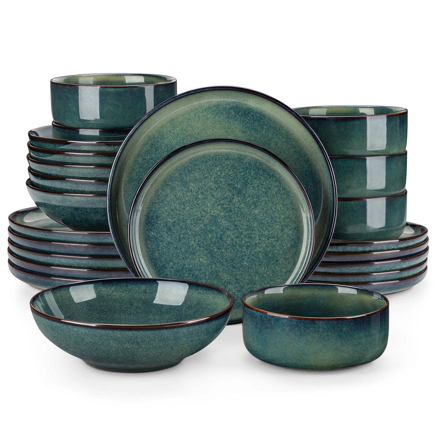 Malacasa Stoneware Dinnerware Set 24 Piece With Plates and Bowls