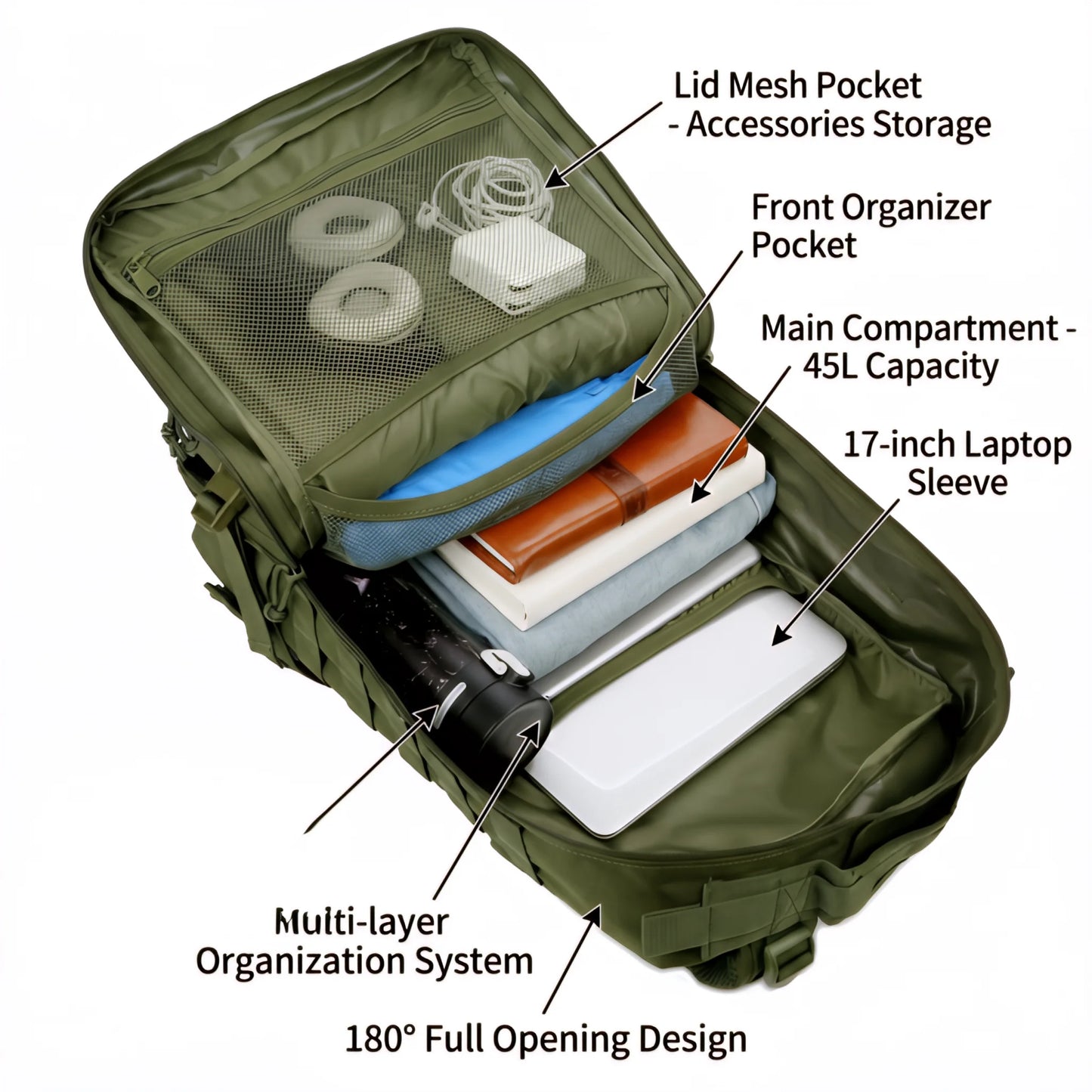 ReFire Gear Tactical Backpack With Molle Pockets For Travel Hiking