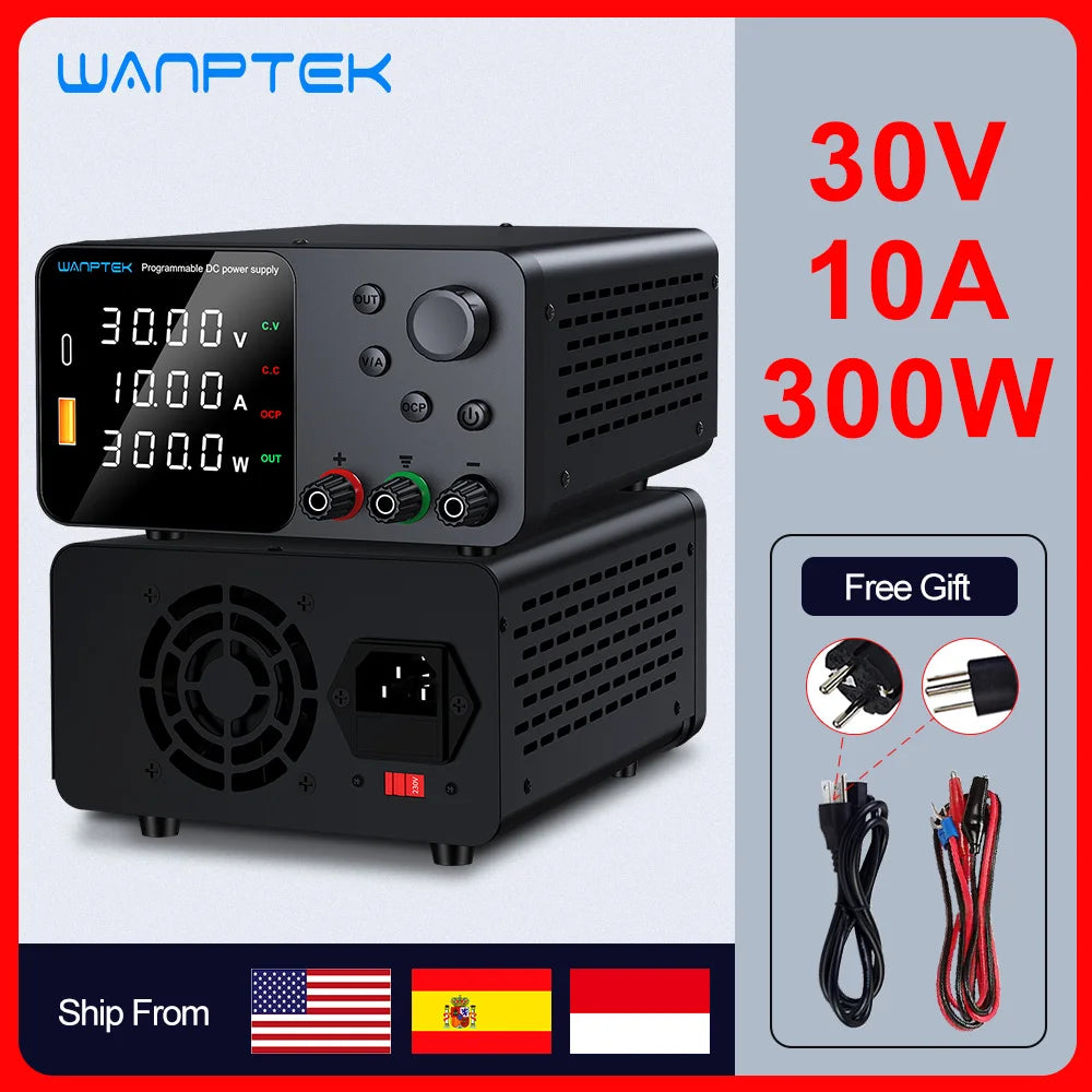 Wanptek Adjustable DC Power Supply 30V 10A Lab Bench Regulator