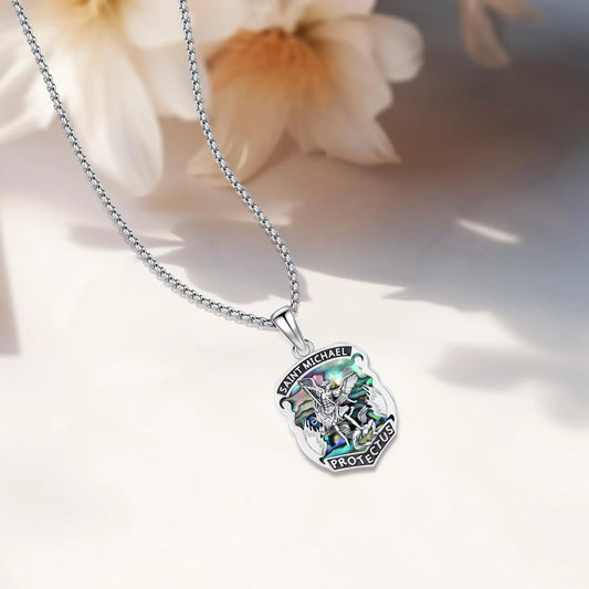 Drinsper Saint Michael Medal 925 Sterling Silver Pendant Necklace