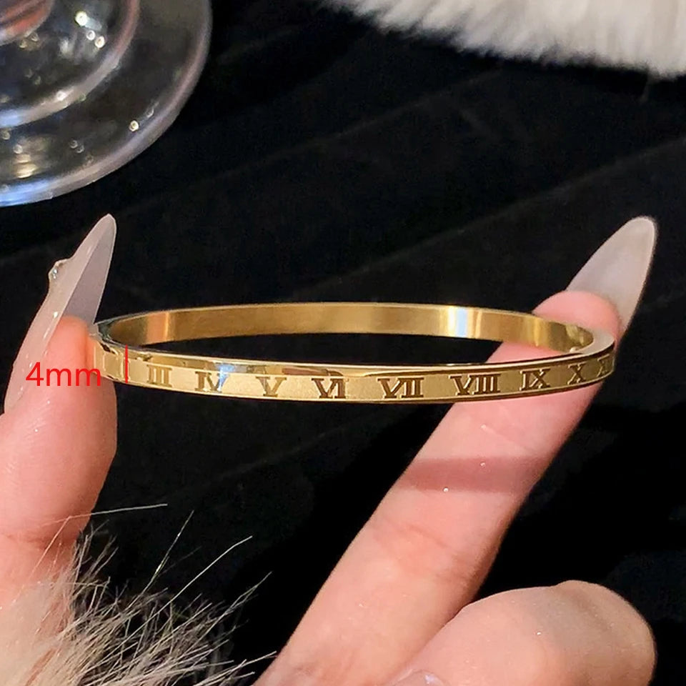 Sparkling Zirconia Stainless Steel Stackable Bracelet Set For Women