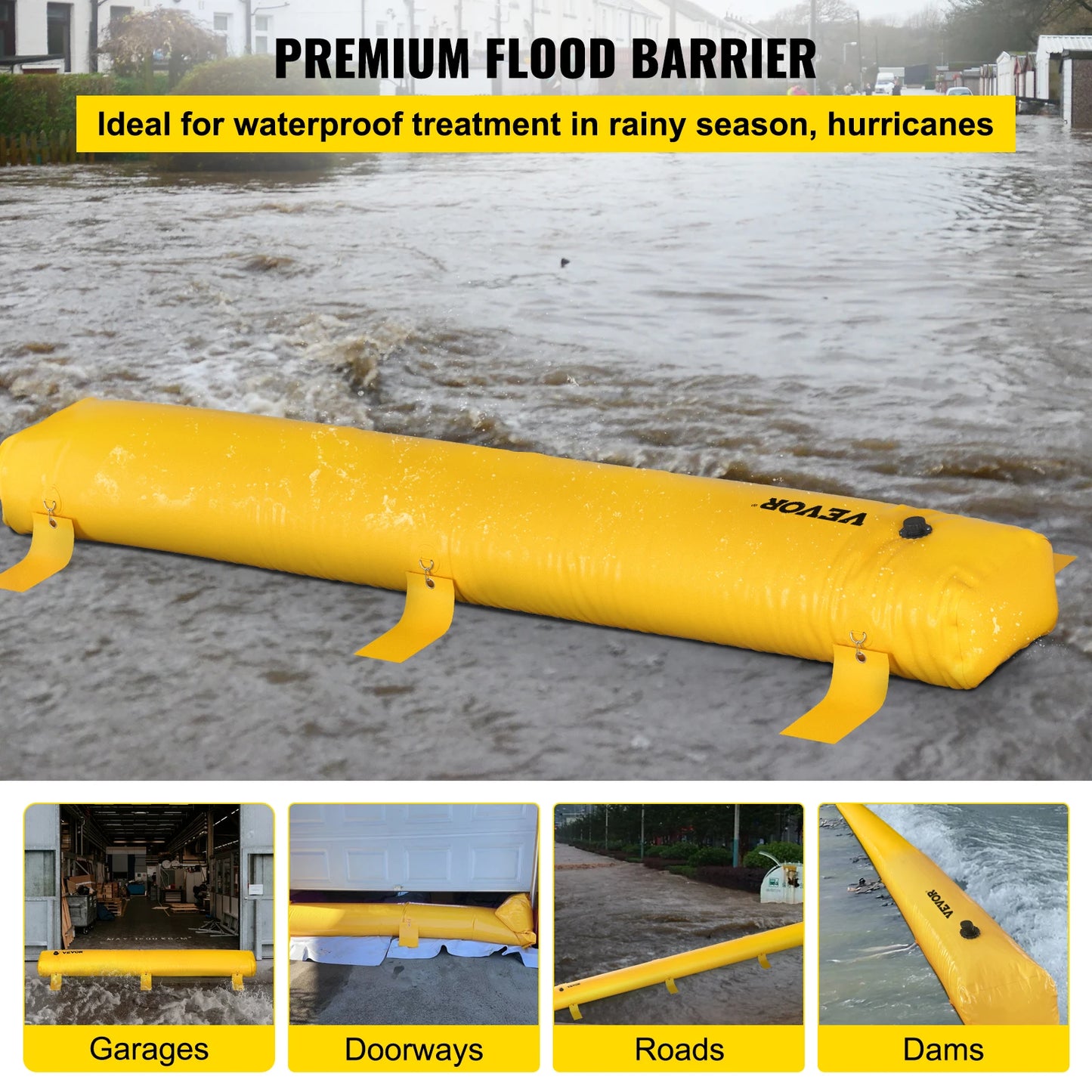 SucceBuy Reusable PVC Flood Barrier And Water Diversion Kit