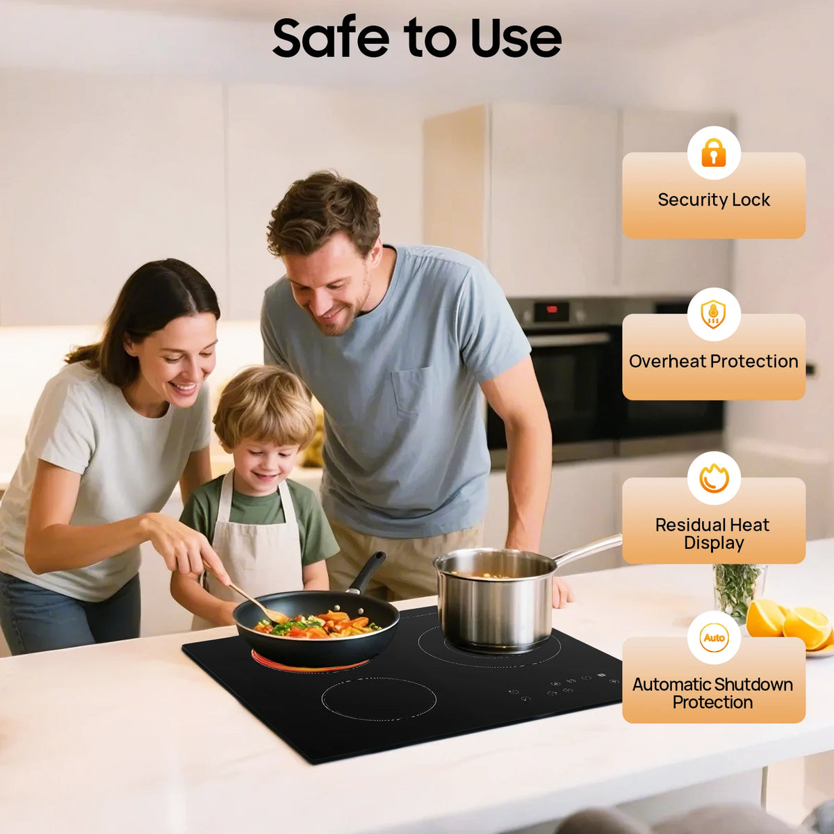 Portable Three Burners Electric Ceramic Cooktop With Touch Control