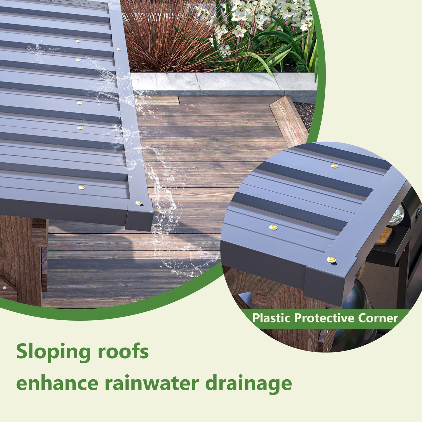 Gihauvia Heavy Duty Wooden Pergola Grill Gazebo Metal Roof