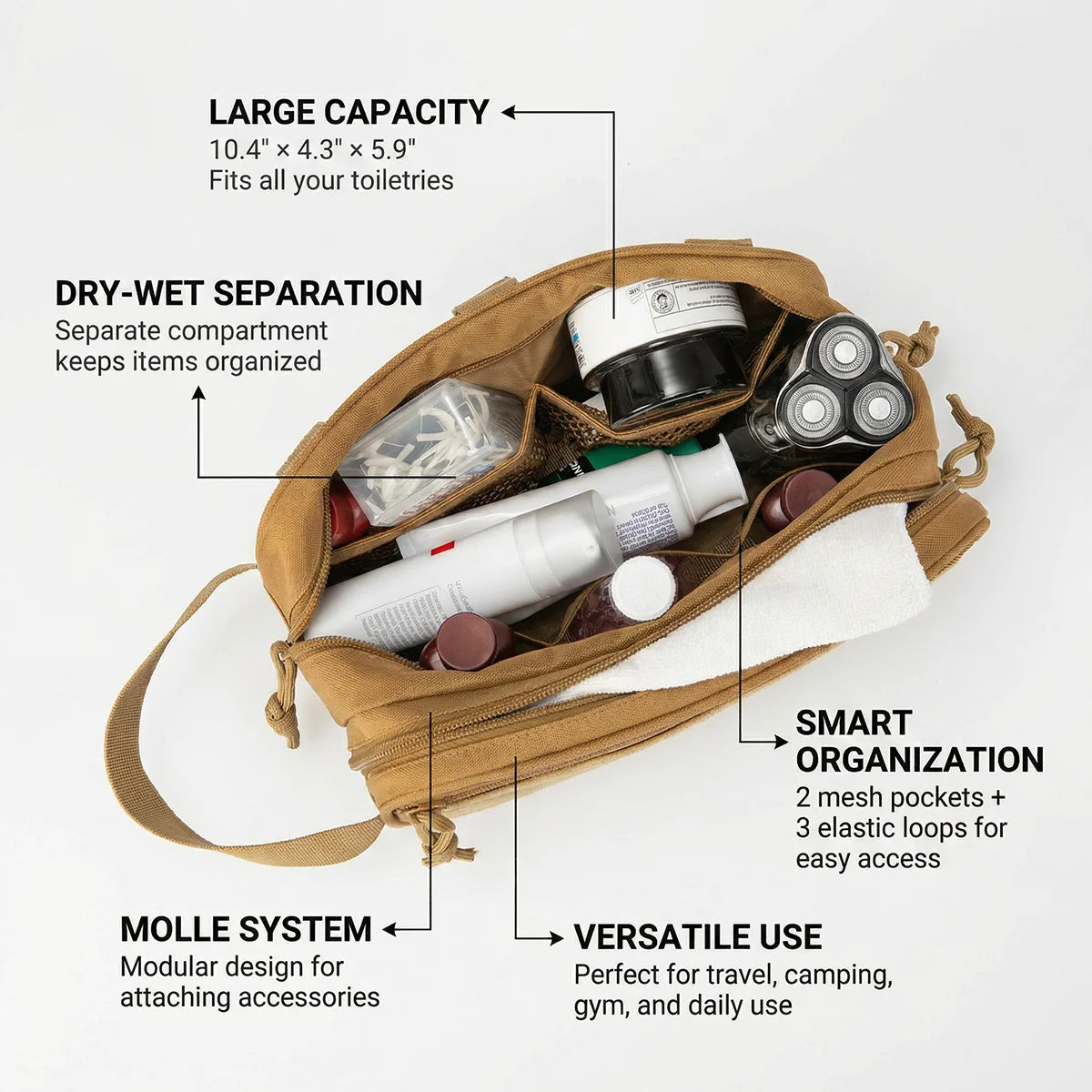 ReFire Gear Multi Compartment Toiletry Bag With Molle System Travel