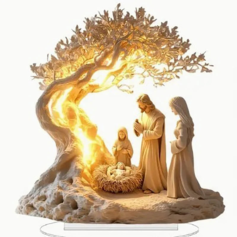 Christian Jesus Nativity Acrylic Figurine Home Table Decor