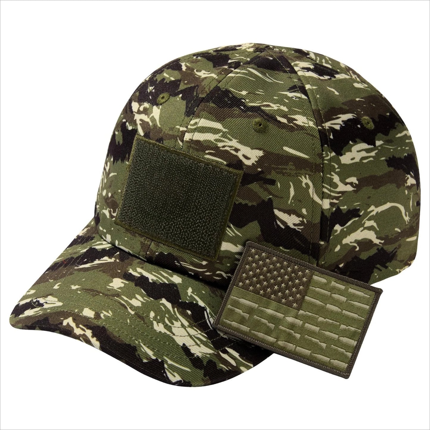 Adjustable Tactical Trucker Hat With Military Flag Patch Design