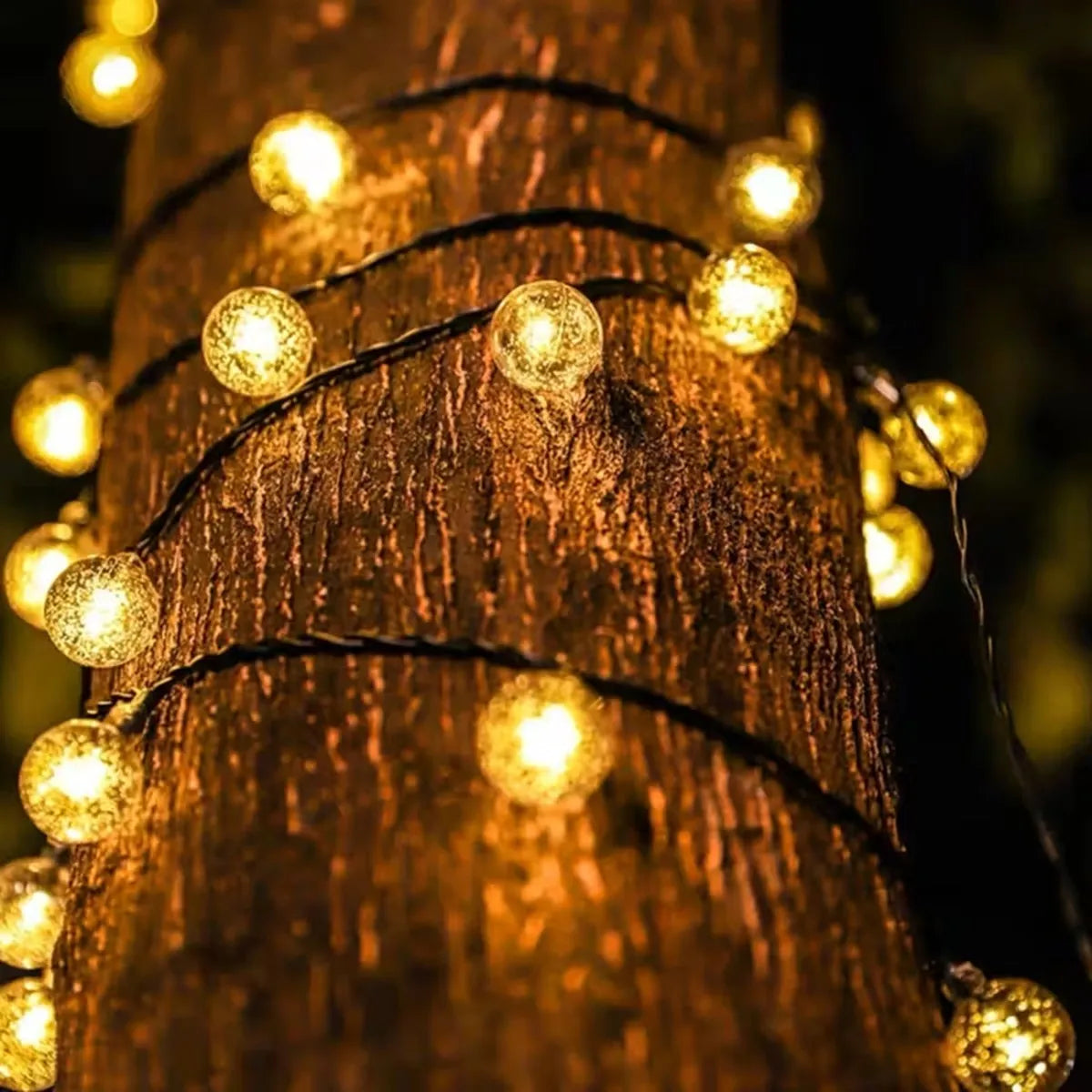 Solar Powered 100 LED Bubble Ball Outdoor String Lights Decor