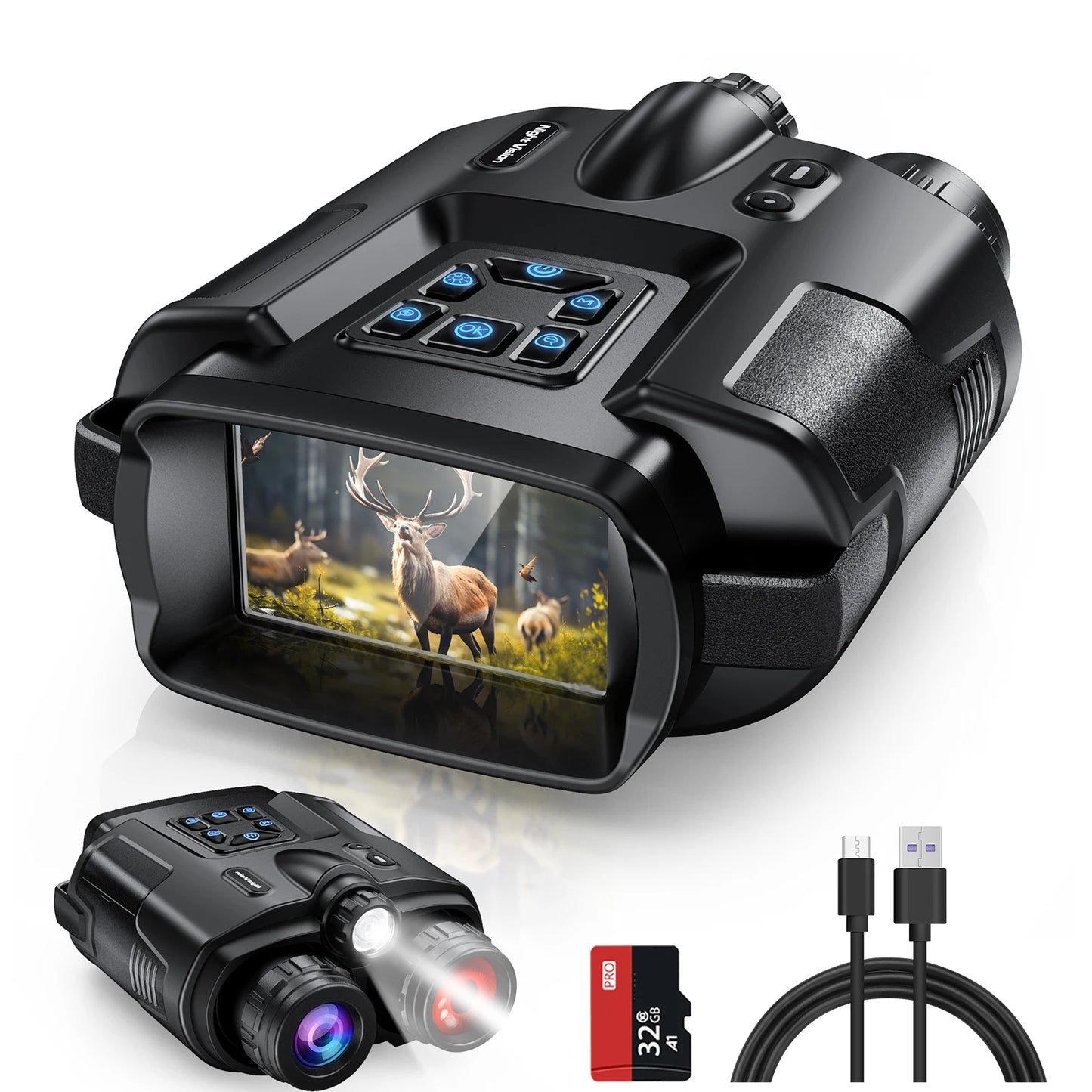 USB Rechargeable 4K Night Vision Binoculars With HD Digital Zoom