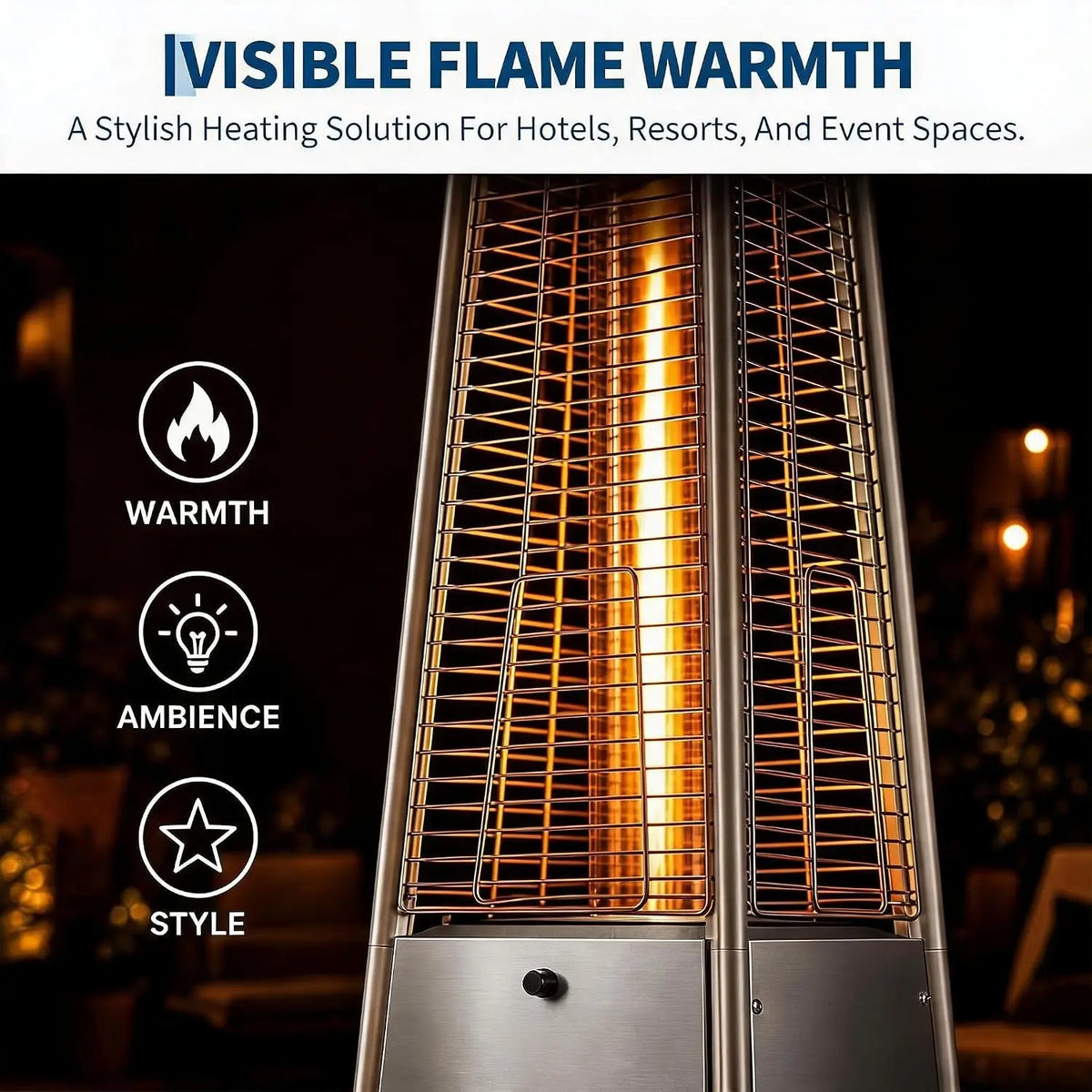 Propane Flame Tower Patio Heater for Outdoor Gatherings