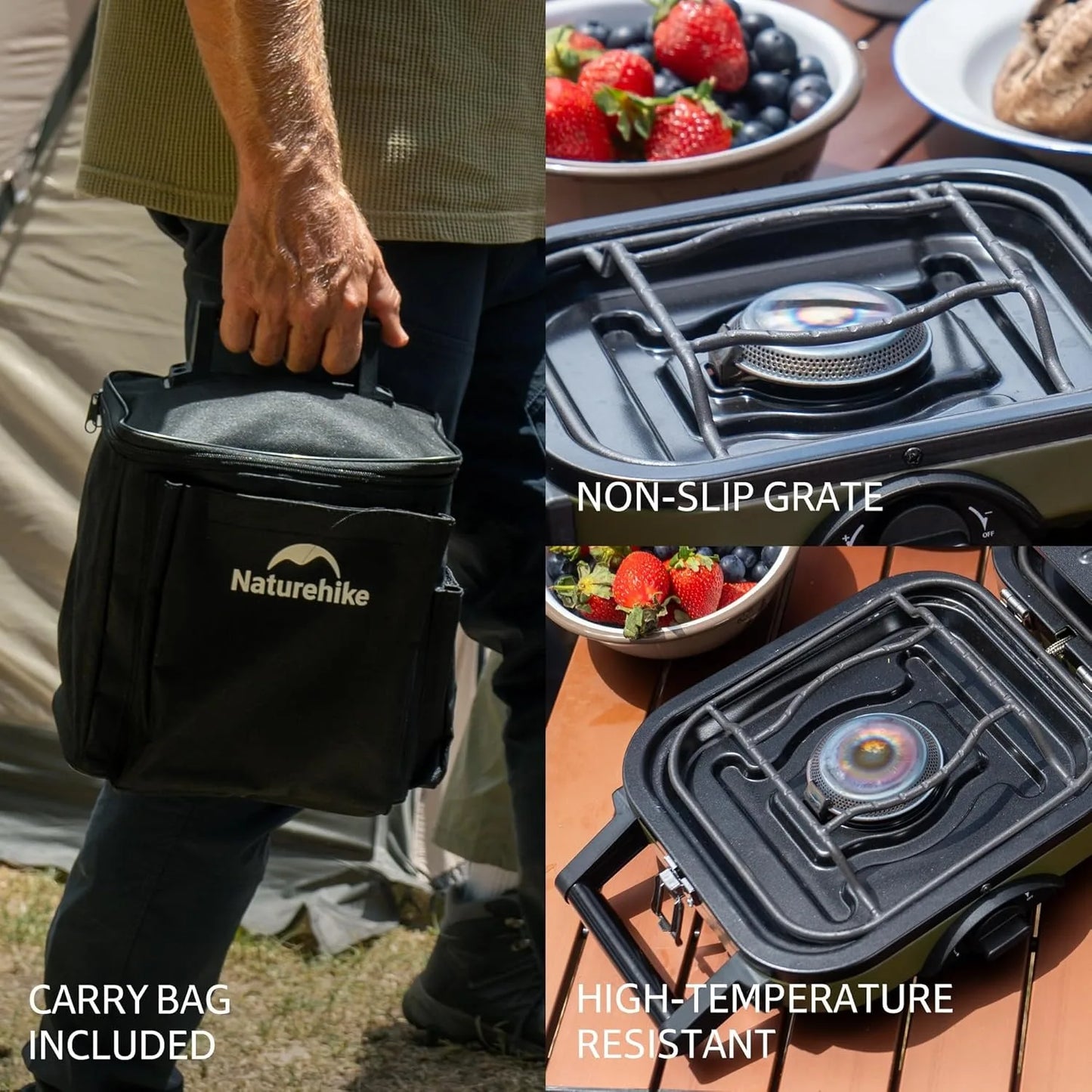 Naturehike Two Burner Folding Propane Camping Stove With Carry Bag