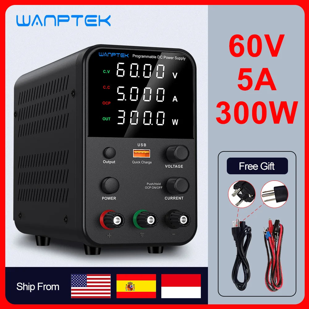 Wanptek Adjustable DC Power Supply 30V 10A Lab Bench Regulator