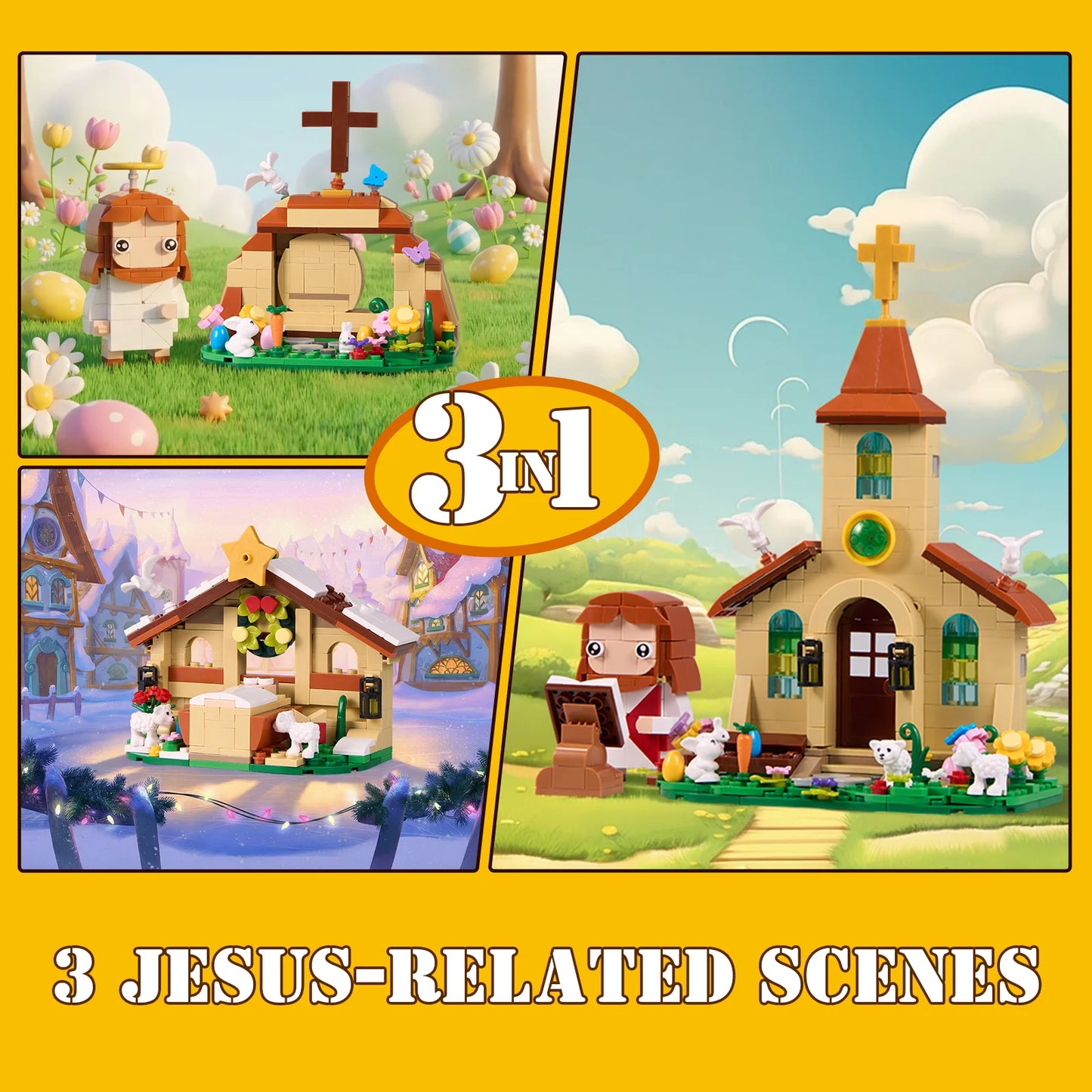 Jesus Nativity Building Blocks Set For Easter Religious Decor