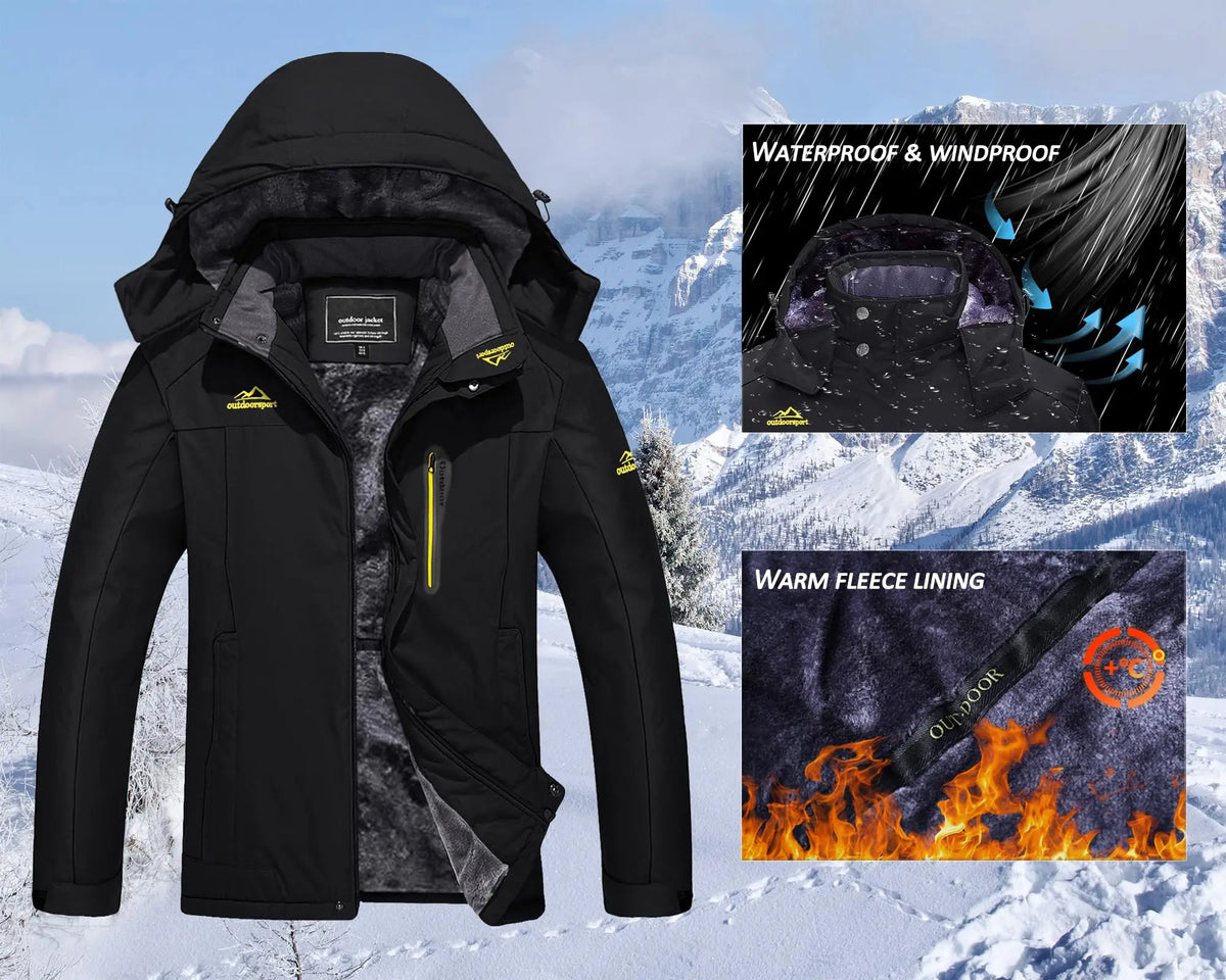 Cavva Men's Waterproof Fleece Lined Winter Parka With Removable Hood