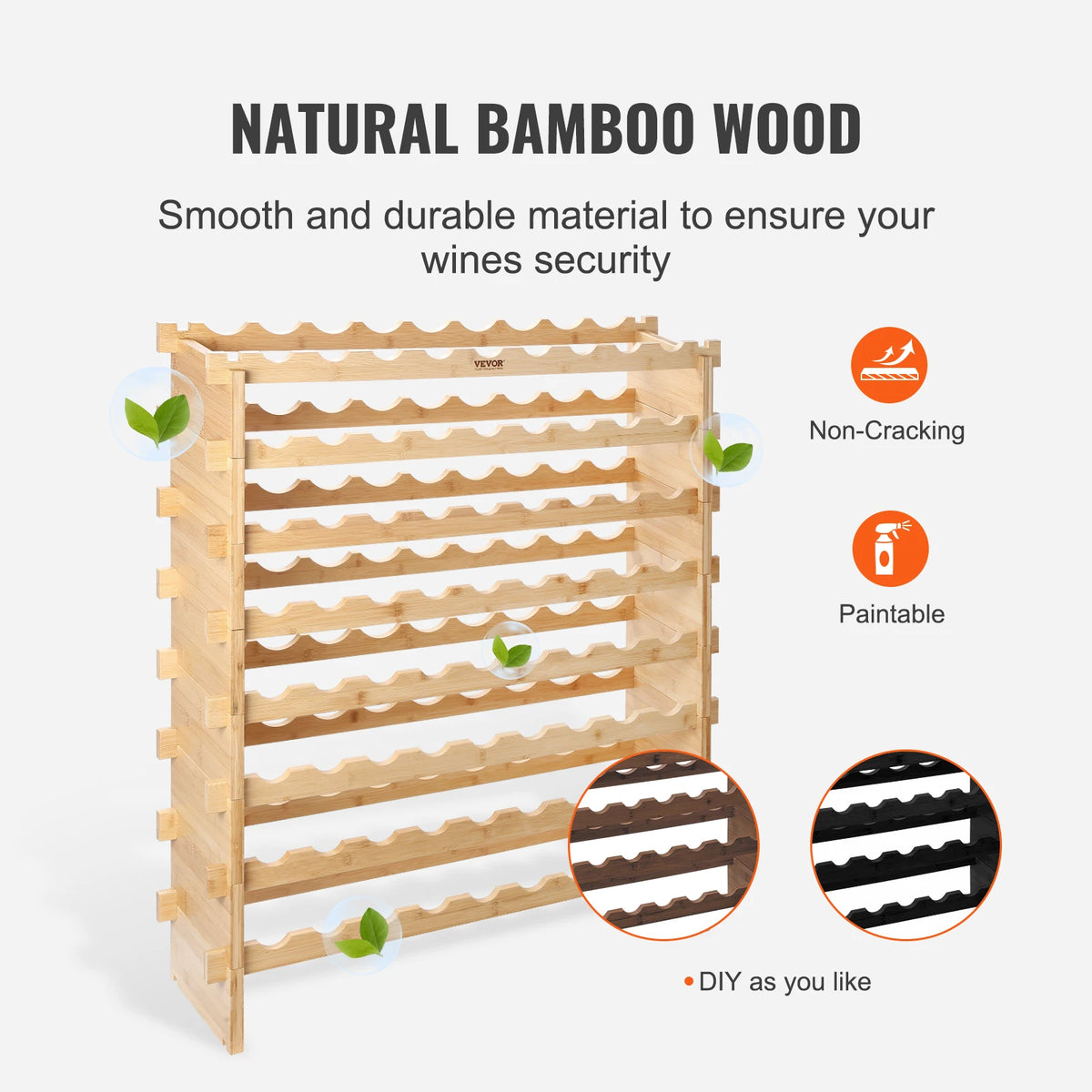 SucceBuy Stackable Bamboo Wine Rack for Stylish Home Storage