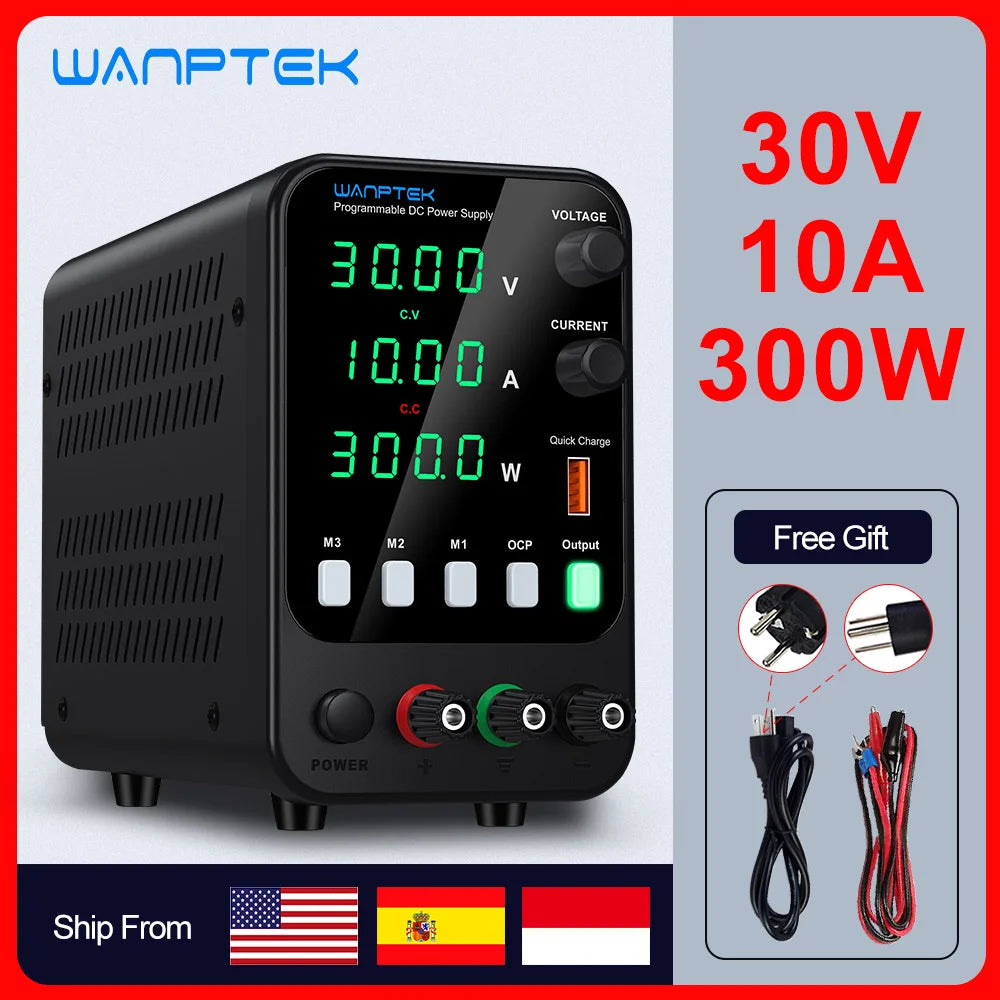 Wanptek Adjustable DC Power Supply 30V 10A Lab Bench Regulator