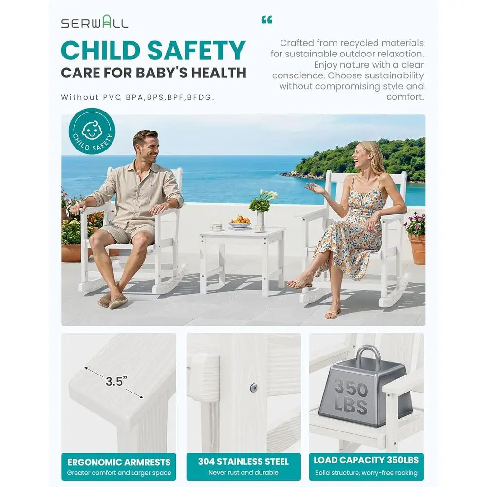 Commercial Grade Hdpe Outdoor Rocking Bistro Chair Set