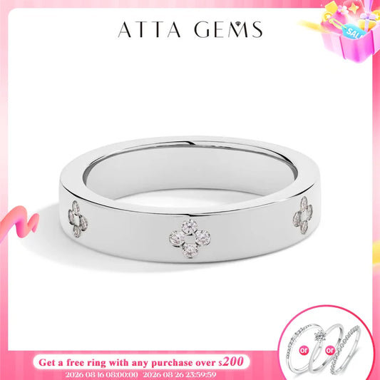 Attagems Round Cut Moissanite S925 Sterling Silver Wedding Ring