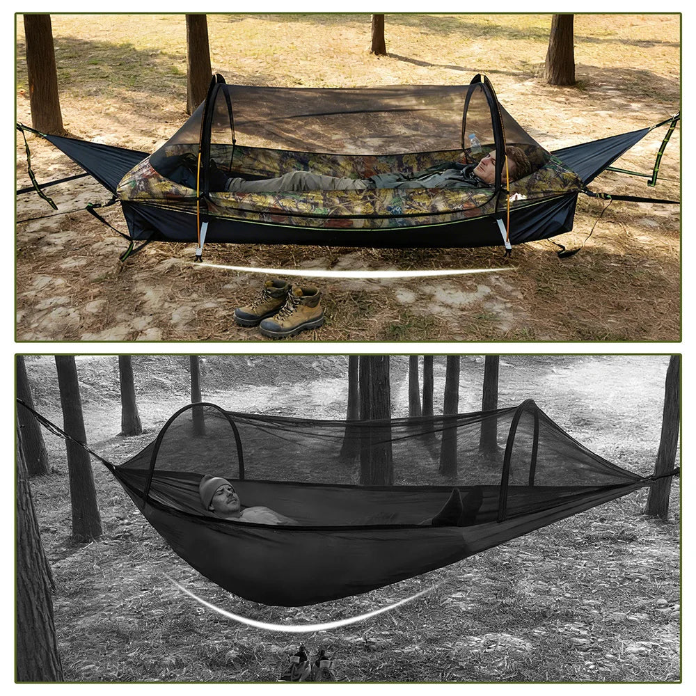 Night Cat Waterproof Camping Hammock With Mosquito Net And Rainfly