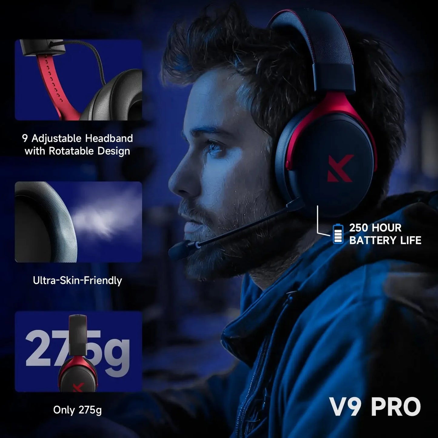 MCHOSE V9 Pro Wireless Gaming Headset Offering 7.1 Surround Sound