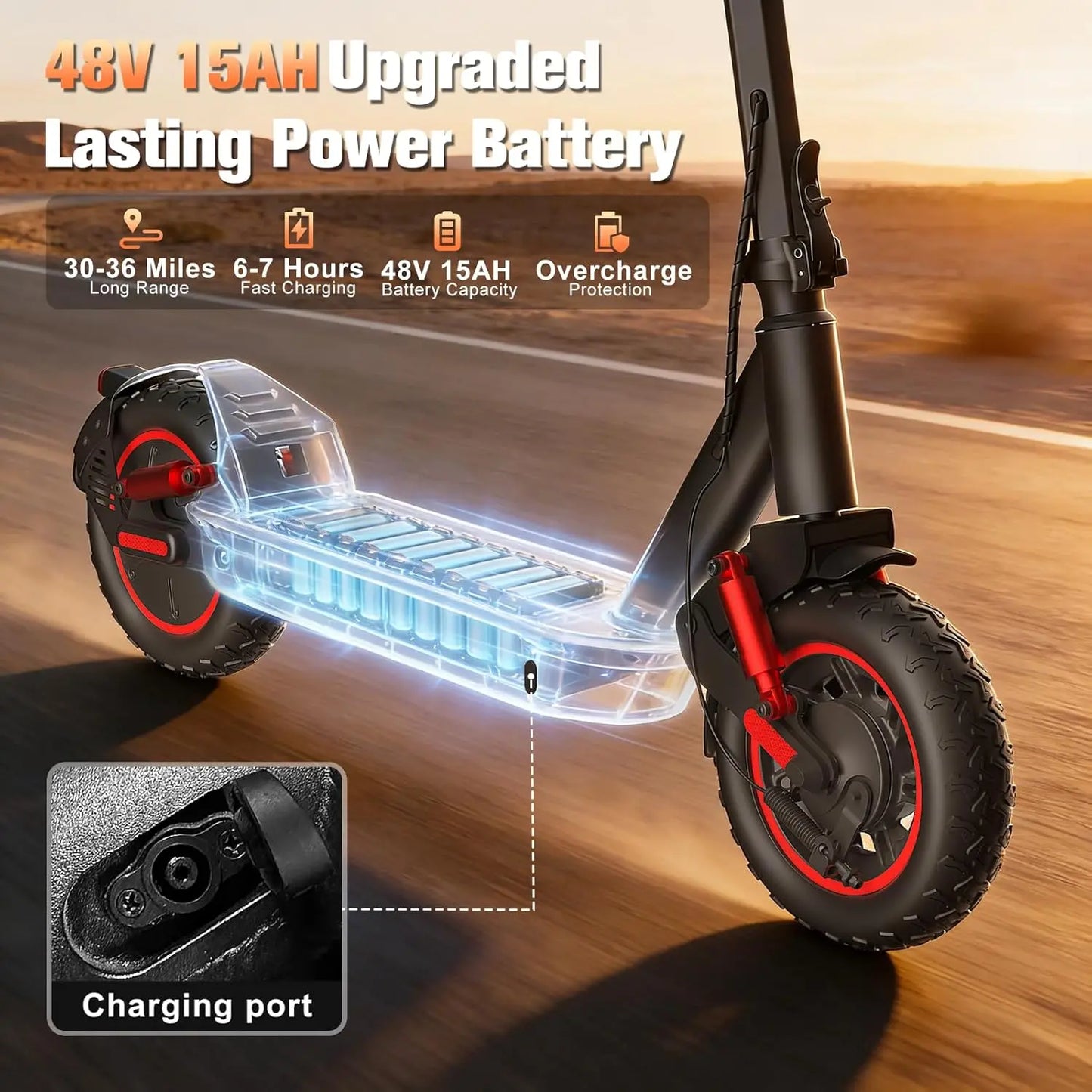 OBX Electric Foldable Scooter With Dual Suspension And 1200W Motor