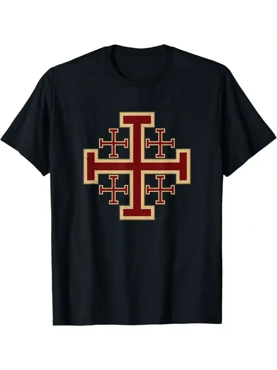 Jerusalem Cross Knights Templar Christian Graphic Tee Shirt