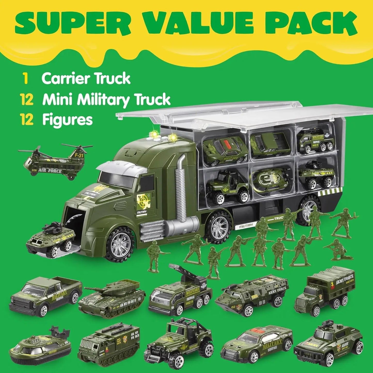 Joyfy Military Army Truck Toy Set Featuring Soldiers And Tanks