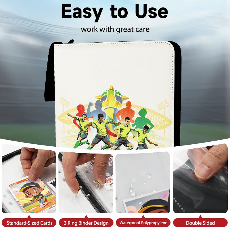 Sports Themed Card Binder Album With Protective Sleeves