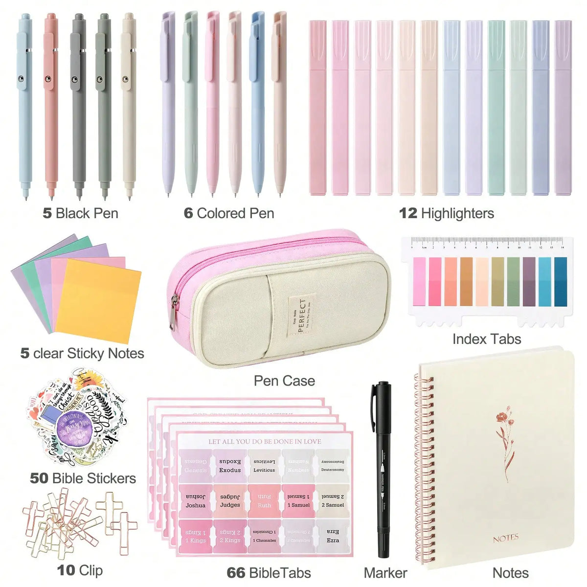 Complete Bible Journaling Kit With Pens, Highlighters And Study Supplies
