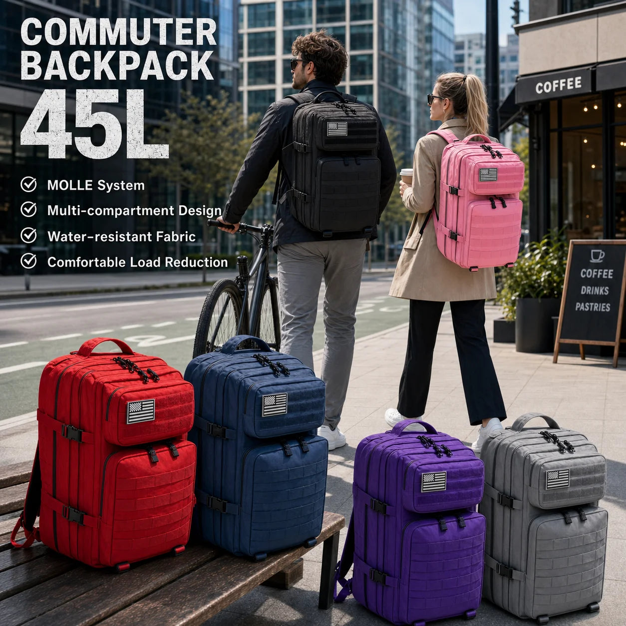 ReFire Gear Tactical Backpack With Molle Pockets For Travel Hiking