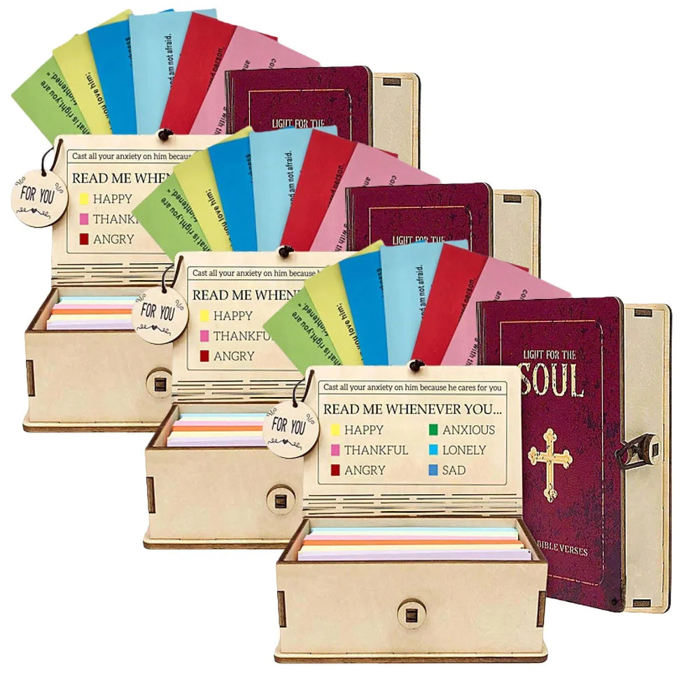 Wooden Bible Verse Box With Scripture Cards For Inspiration