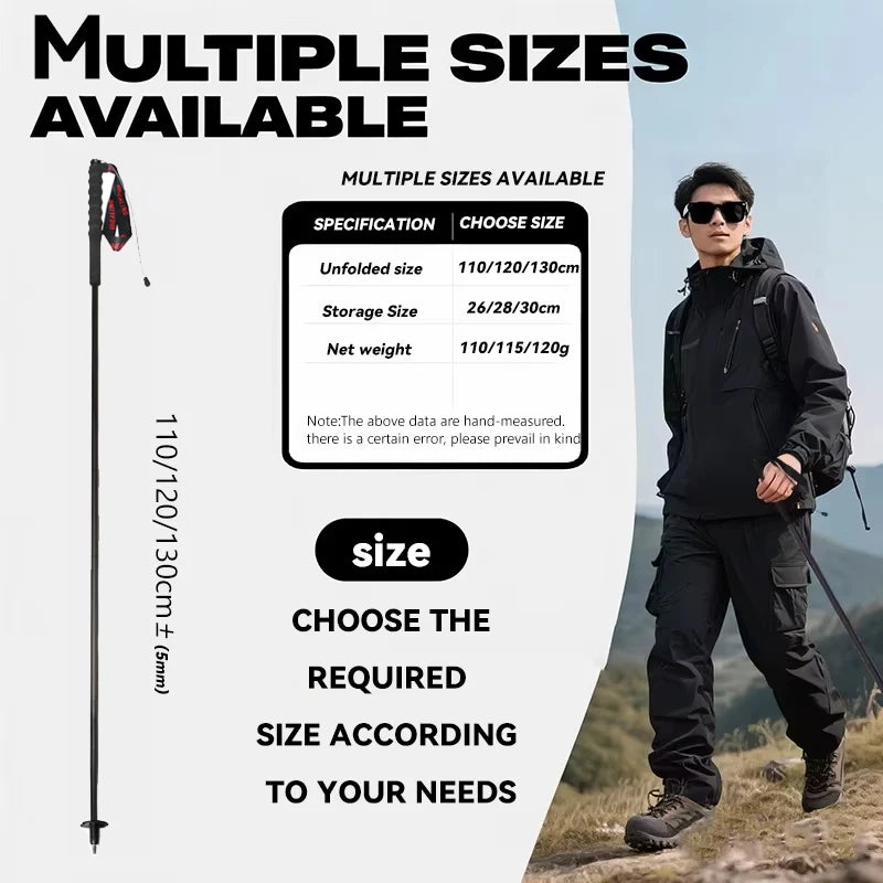 Okhealing Ultralight Carbon Fiber Foldable Trekking Poles Hiking Travel Gear