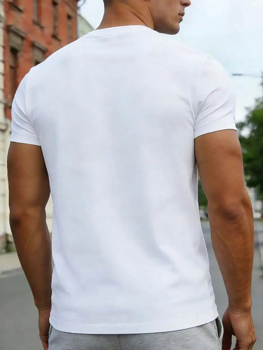 Men's Faith Cross Print Cotton Crew Neck Casual Tshirt
