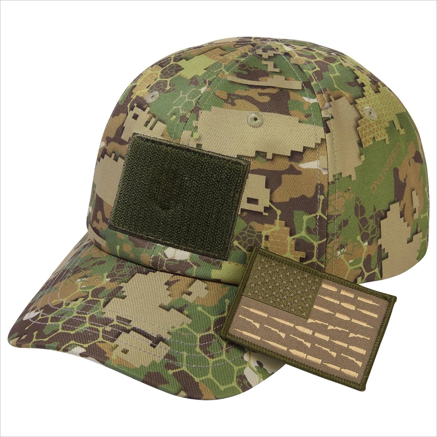 Adjustable Tactical Trucker Hat With Military Flag Patch Design
