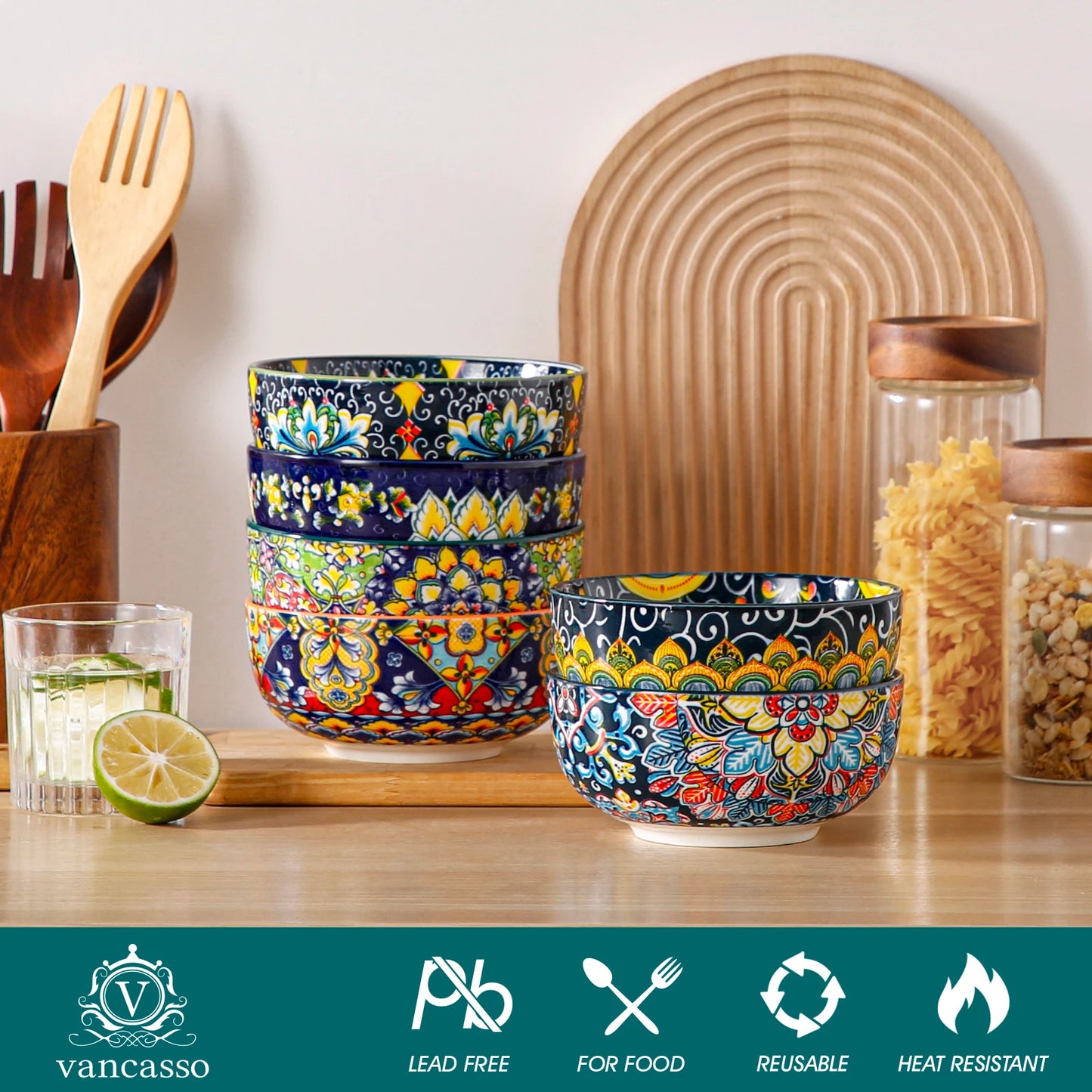 Malacasa Ceramic Breakfast Bowl Set For Pasta And Salad